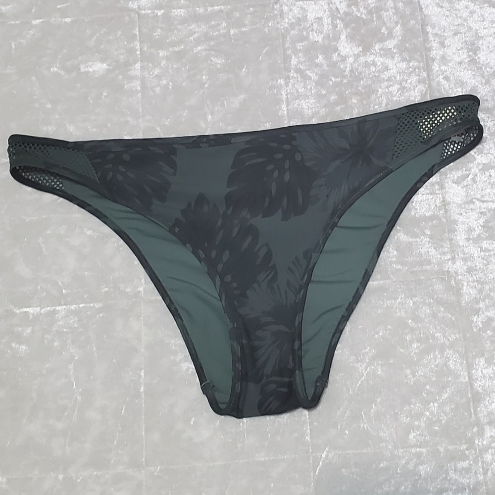 Aerie Olive Green Leaf Netted Bikini Bottoms